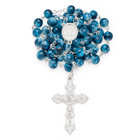 Blu Marble Rosary Beads Catholic Prayer Medal Necklace From Vatican Leo