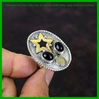 18k Gold Plated Silver Black Onyx Gemstone Star Wife Gift Solitaire Ring Jewelry