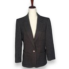 Vtg Anthropologie Menswear Tweed Knit Blazer Jacket Size 8 Brown Wool Preppy Top