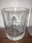 Set Of 2 Canadian Club Whiskey Rocks Glasses Embossed Bottom Cut Lines