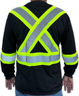 Black Ansi Class 3 High Visibility Safety Shirt     Reflective Long Sleeve Tee