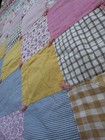 Vintage Folk Handmade Patchwork Quilt Pastels Hand Tied Cottagecore Cutter 67x70