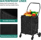 Folding Shopping Cart W  Liner Stair Climber Cart 360   Swivel Wheels For Storage
