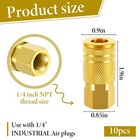 10 Pack 1 4 Inch Air Hose Fittings  Brass Ntp Female Industrial Coupler  1 4    