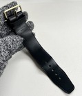Louis Vuitton Black Leather Strap Gold Tone Metal Buckle Poignet