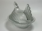 Antique Vintage Hen On A Nest Light Clear Glass Indiana Glass  Candy Dish 7inch