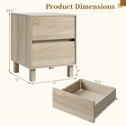Wooden Nightstand  Modern End Table With 2 Storage Drawers  Anti-toppling Device
