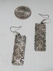 Showy Navajo Indian Pawn Sterling Silver Hand Stamped Dangler Earrings - A gift