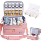 Travel Medicine Organizer With 7-day Pill Box  Am pm Weekly Pill Case   First Ai
