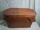 Vintage Wicker Picnic Basket With Metal Handles  22 1 2x 14 1 4x 12
