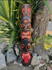4 Set Of Hand Carved Wooden Tiki Totem Masks Tropical Bar Patio Decor 39 x 6 in