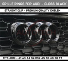 Audi Front Grille Hood Emblem Gloss Black Rings Badge A1 A3 A4 S4 A5 S5 A6 S6 Tt