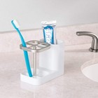Mdesign Plastic Toothbrush Storage Organizer Holder With Cup For White satin 