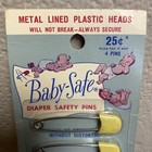 Vintage Baby-safe Diaper Safety Pins 4-pack Yellow Lined Heads Item No  46