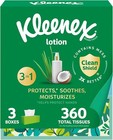 Kleenex Lotion Facial Tissues With Coconut Oil  3 Flat Boxes  120 Tissues Per Bo