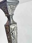Pair Of Antique Old Decorative Ornate Pewter Candlestick Candle Holders Signed 