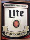 Miller Lite Cold Beer Vintage Oak Wood Frame Mirror Bar Pub Sign 17x22 -man Cave