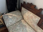 Antique Victorian Era Rococo  Lounge Sofa Settee Floral Upholstery Historic