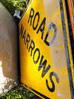 Vintage  road Narrows  Highway Road street Sign - 30 X 30     Yellow
