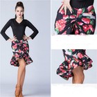Womens Latin Dance Floral Fishtail Skirt Dress Salsa Tango Ballroom Rumba Modern