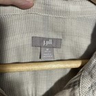 J Jill Size M Cotton Plaid Flannel Long Sleeve Button Up Roll Tab Neutral Tan