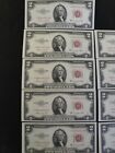  9  Consecutive 1953 A  2 Star Notes Uncirculated Red Seal Ultra Crisp