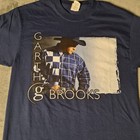Vintage 90   s Garth Brooks Double Sided Concert T-shirt Size Medium Navy Cotton 