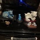 Chinese  japanese Turquoise Tiger  White blue and Metallic Foo Dogs   