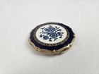 Vtg Stratton Convertible Queen Royal Blue Rose Enamel Top Compact Unused