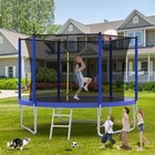 10ft Outdoor Trampoline W  Basketball Hoop Safety Enclosure Ladder Kids Adults