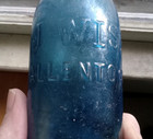 Allentown pa J wise 1860s Pretty Blue Slope Shoulder Blob Top Soda Bottle