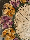 Vintage Hand Crocheted Floral Doily Set Pansy Flower Lace Table Pair Doilies