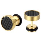 2pcs Carbon Fiber Barbell Dumbbell Mens Women Stainless Steel Ear Stud Earrings
