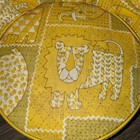 Vintage 70 s Portable Child Booster Seat Toddlers Gold Yellow Animals Vinyl Mcm