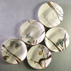 Kobei Kiln Takao Kato Gold Floral Plates Set Of 5     Japanese Kaiseki Serving Dis