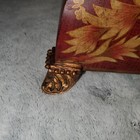 Vintage Red Gold Classic Multiuse Jewelry Trinket Box With Cover Inches Footed