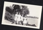 Vintage Antique Photograph Four Women Standing In Front Of Canoe By Lake