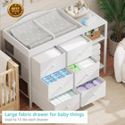 Baby Dresser With Changing Table Top White Nursery Dresser 6 Fabric Drawers Stor