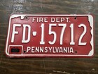Pa Fire Department License Plate Passenger Specialty Expired Registration 