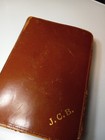 Brown Vtg Mens Vanity Travel Toiletry Grooming Set Kit Cowhide Leather Case 31c