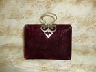 19c  Victorian Sewing Basket Antique Sewing Kit Velvet Box Silk Tufted Bone Tool