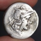 Dioscuri Gemini Denarius Ancient Roman Republic Silver Coin 199bc Roma Head