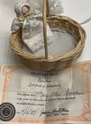 Collectors Choice Bradley Porcelain Mini Doll Wicker Bassinet Crochet Bonnet Coa