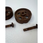 Vintage Cast Iron Wheels Set Of 3 Industrial Antique 4  Factory Cart Truck Table