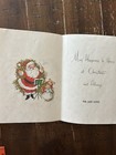 Vintage Mid-century Christmas Card Santa Plying Piano With Angel 50   s