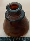 Antique Amber Cone Ink Bottle   Inkwell   Marked  sanford s  On Bottom 