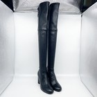 Stuart Weitzman Women s Black Leather Tieland Thigh High Heeled Boots Size 4b