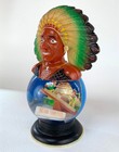 Vintage Native American Indian Territory Snow Globe Dome Souvenir Chief See Saw