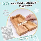 Wooden Letter C Piggy Bank Personalized Initial Kids Boy Girl Alphabet Stickers