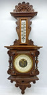 Antique French Barometer And Thermometer 19th Century Wood Brass